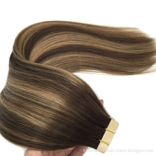 Top selling  wholesale 12"-30" Virgin Human Hair Double Drawn Remy Tape In Hair Extensions For Women Tape in Hair extension